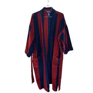 Striped Terry Cloth Cotton Robe Pockets Belt Tie Honors One Size Turkey Unisex